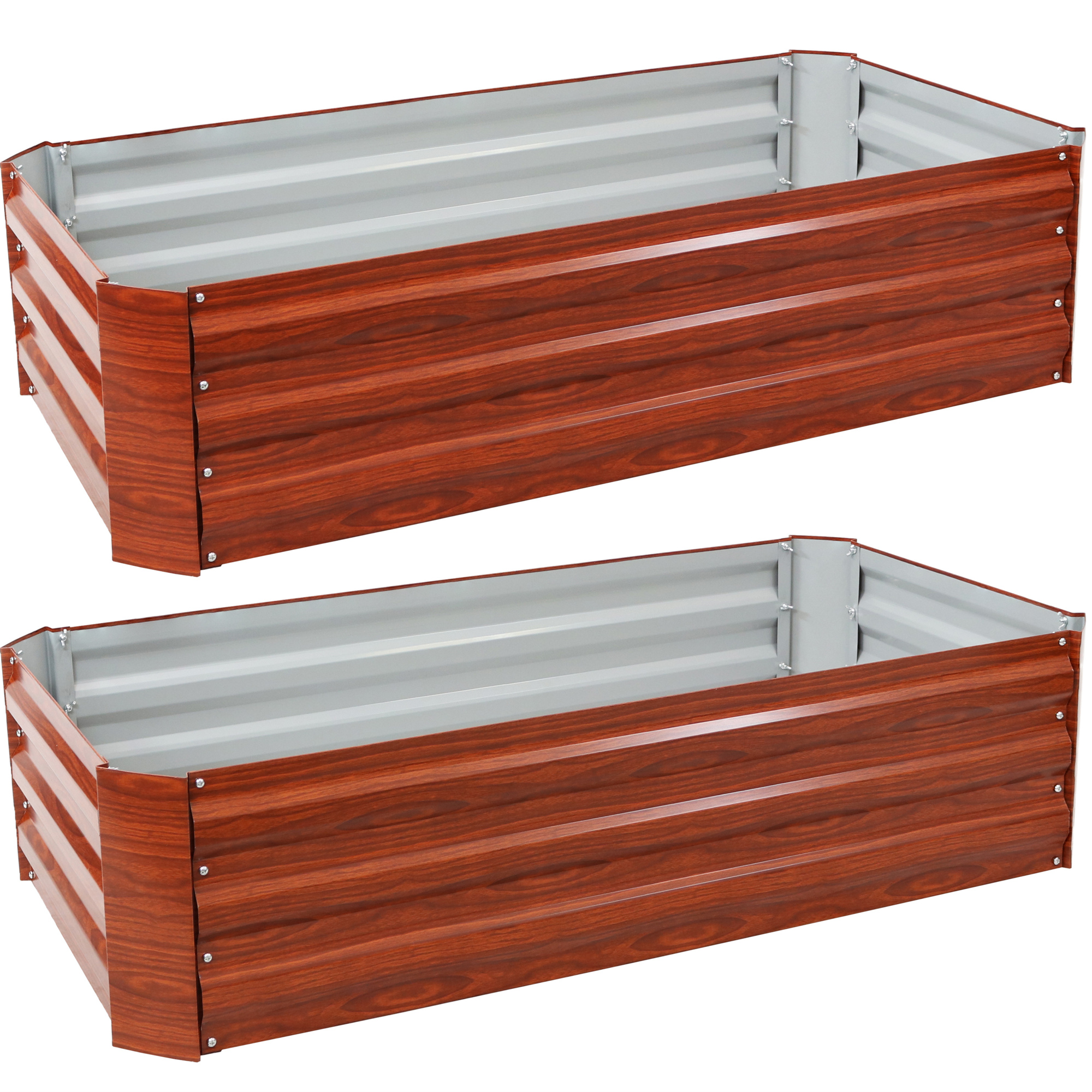 Sunnydaze Decor, Rectangle Raised Garden Bed, Material Galvanized Steel, Model# HB-536-2PK